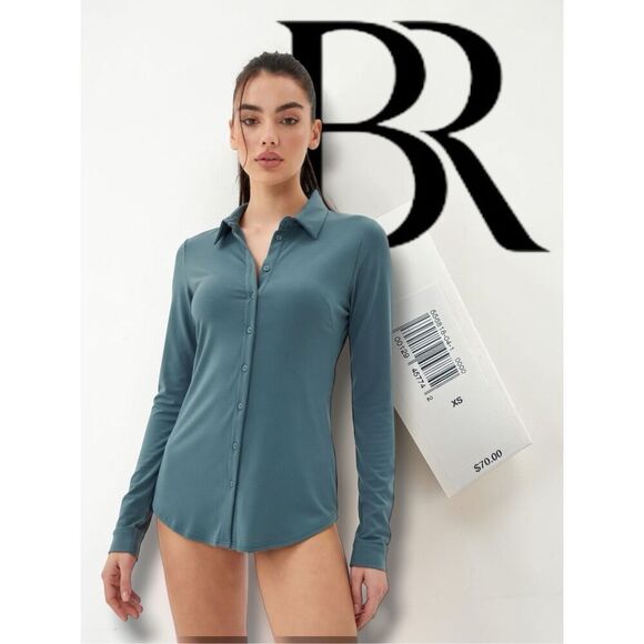 Banana Republic Tops - NWT BR Banana Republic Women's Long Sleeve Button Up Shirt Blue Green Size XS